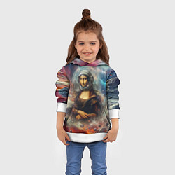 Толстовка-худи детская Мона Лиза в открытом космосе - нейроарт, цвет: 3D-белый — фото 2