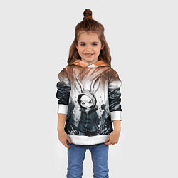 Толстовка-худи детская Уличный кролик на спорте, цвет: 3D-белый — фото 2