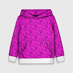 Толстовка-худи детская Ягодная поляна неоновый малиновый, цвет: 3D-белый