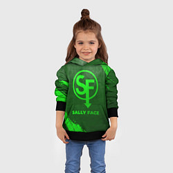 Толстовка-худи детская Sally Face - green gradient, цвет: 3D-черный — фото 2