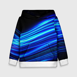 Детская толстовка Синие неоновые линии краски