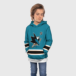 Толстовка-худи детская Сан Хосе Шаркс хоккей, цвет: 3D-белый — фото 2