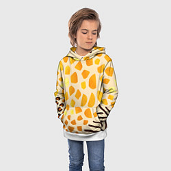 Толстовка-худи детская Золотистые пятна жирафа, цвет: 3D-белый — фото 2