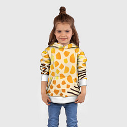 Толстовка-худи детская Золотистые пятна жирафа, цвет: 3D-белый — фото 2