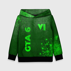 Толстовка-худи детская GTA 6 - green gradient вертикально, цвет: 3D-черный