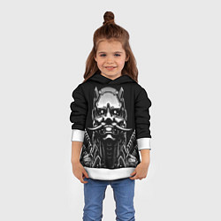 Толстовка-худи детская Киборг ниндзя в маске демона, цвет: 3D-белый — фото 2