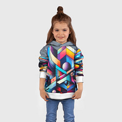 Толстовка-худи детская Геометрическое абстрактное граффити, цвет: 3D-белый — фото 2
