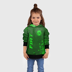Толстовка-худи детская Fiat - green gradient вертикально, цвет: 3D-черный — фото 2