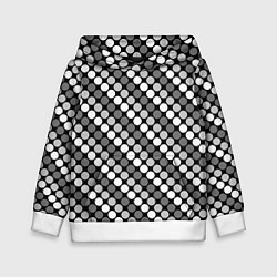 Толстовка-худи детская Белый серый горох на черном ретро, цвет: 3D-белый
