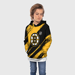 Толстовка-худи детская Бостон Брюинз - брызги краски, цвет: 3D-белый — фото 2