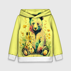 Толстовка-худи детская Медведь с узорами в стиле Климта, цвет: 3D-белый