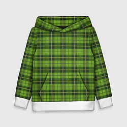 Толстовка-худи детская Зеленый тартан, цвет: 3D-белый