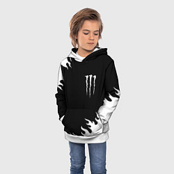 Толстовка-худи детская Monster energy белый огонь, цвет: 3D-белый — фото 2