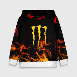 Толстовка-худи детская Monster energy orange fire, цвет: 3D-белый