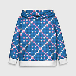Детская толстовка Синяя розовая с белым плитка