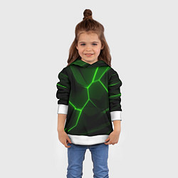 Толстовка-худи детская Зеленая текстура с неоном, цвет: 3D-белый — фото 2