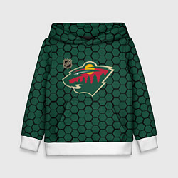Толстовка-худи детская Миннесота Уайлд - зеленые соты, цвет: 3D-белый