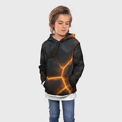 Толстовка-худи детская Черные плиты с оранжевой молнией, цвет: 3D-белый — фото 2