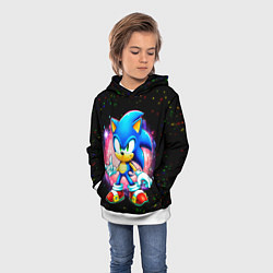 Толстовка-худи детская Sonic in space, цвет: 3D-белый — фото 2
