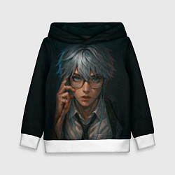 Толстовка-худи детская Стильный мужчина в очках, цвет: 3D-белый