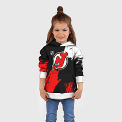 Толстовка-худи детская Нью Джерси Девилз - брызги краски, цвет: 3D-белый — фото 2