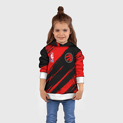 Толстовка-худи детская Торонто Рэпторс - красные потертости, цвет: 3D-белый — фото 2