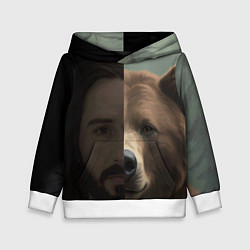 Толстовка-худи детская Человек-медведь, цвет: 3D-белый