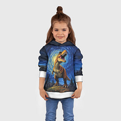 Толстовка-худи детская Тираннозавр Рекс - звездная ночь, цвет: 3D-белый — фото 2