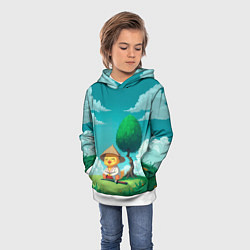 Толстовка-худи детская Уточка в кимоно под миниатюрным деревом, цвет: 3D-белый — фото 2
