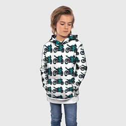 Толстовка-худи детская Motorbike light blue, цвет: 3D-белый — фото 2
