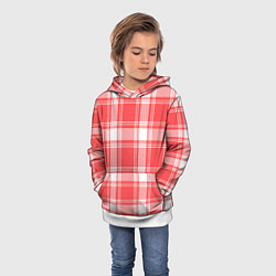 Толстовка-худи детская Checked red white, цвет: 3D-белый — фото 2