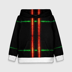 Толстовка-худи детская Color black green red lines, цвет: 3D-белый