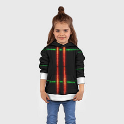 Толстовка-худи детская Color black green red lines, цвет: 3D-белый — фото 2