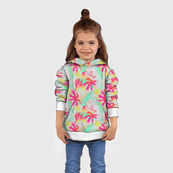 Толстовка-худи детская Palm yellow pink, цвет: 3D-белый — фото 2