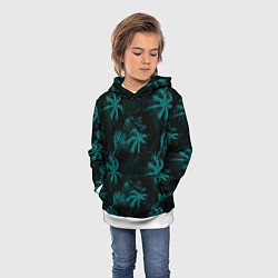 Толстовка-худи детская Palm light blue dark, цвет: 3D-белый — фото 2