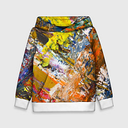 Толстовка-худи детская Живая Абстракция: Поток Цветов и Форм в Постоянном, цвет: 3D-белый