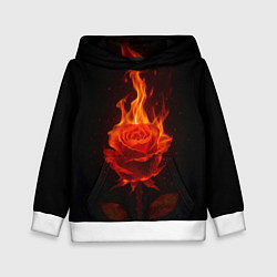Толстовка-худи детская Flaming rose, цвет: 3D-белый