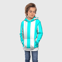 Толстовка-худи детская Color light blue white lines, цвет: 3D-белый — фото 2