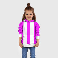 Толстовка-худи детская Color white pink lines, цвет: 3D-белый — фото 2