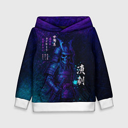 Толстовка-худи детская Неоновый призрачный самурай, цвет: 3D-белый