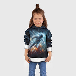 Толстовка-худи детская Космонавт парит в космосе среди звезд, цвет: 3D-белый — фото 2
