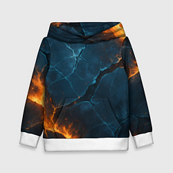 Толстовка-худи детская Разлом плит с огнем, цвет: 3D-белый