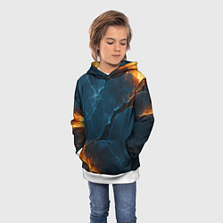 Толстовка-худи детская Разлом плит с огнем, цвет: 3D-белый — фото 2
