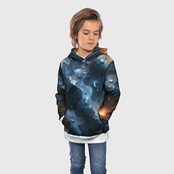 Толстовка-худи детская Синий камуфляж с каплями, цвет: 3D-белый — фото 2