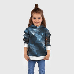 Толстовка-худи детская Синий камуфляж с каплями, цвет: 3D-белый — фото 2
