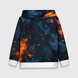 Толстовка-худи детская Синий камуфляж с искрами, цвет: 3D-белый