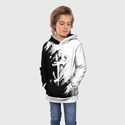 Толстовка-худи детская Doom штрихи красок черные, цвет: 3D-белый — фото 2