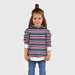 Толстовка-худи детская Полосы сине-кораловые, цвет: 3D-белый — фото 2