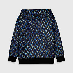 Толстовка-худи детская Тёмно-синий волнистые полосы, цвет: 3D-черный