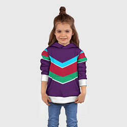 Толстовка-худи детская Фиолетовый с полосами, цвет: 3D-белый — фото 2
